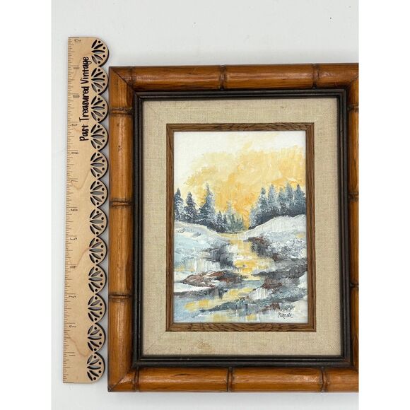 Vintage Artist Signed Painting Annette Perone Leiber Mountain Lake Framed - Picture 5 of 6